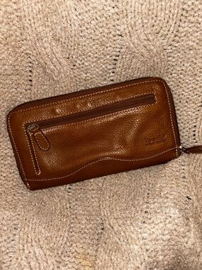 Tignanello Brown Genuine Leather Zip Around Continental Wallet Pebbled